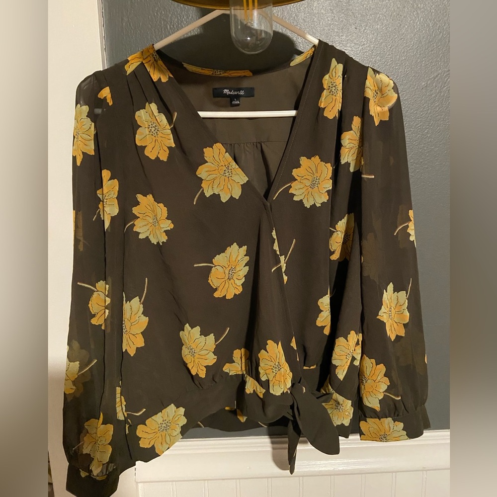 Madewell Flower Print Wrap Top